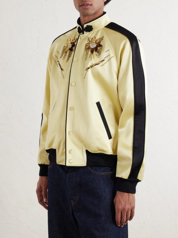 Embellished Satin Bomber Jacket - FR