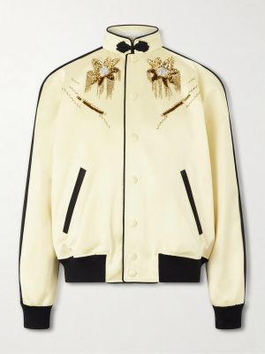 Embellished Satin Bomber Jacket Embellished Satin Bomber Jacket