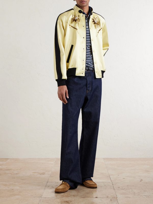 Embellished Satin Bomber Jacket - OU