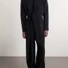 Crewneck Belted Virgin Wool-Blend Woven Jacket - OU