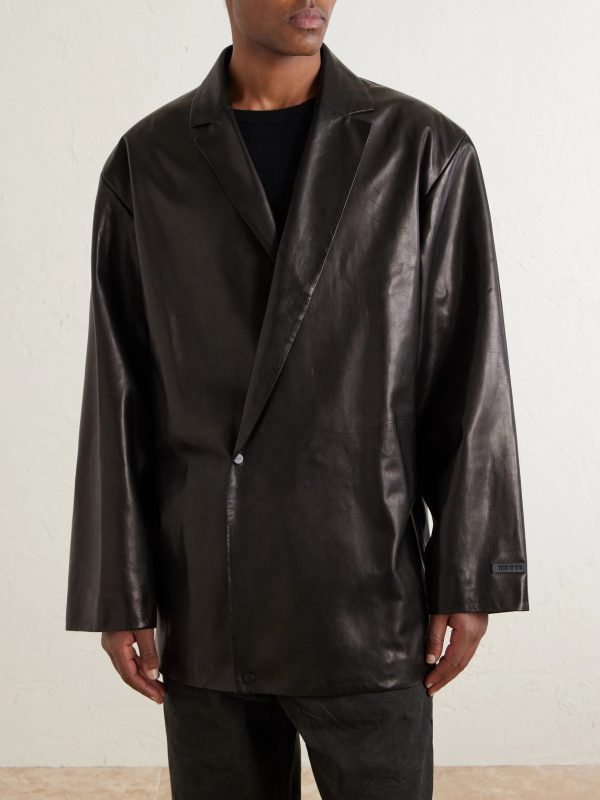 Double-Breasted Leather Jacket - FR Double-Breasted Leather Jacket - FR