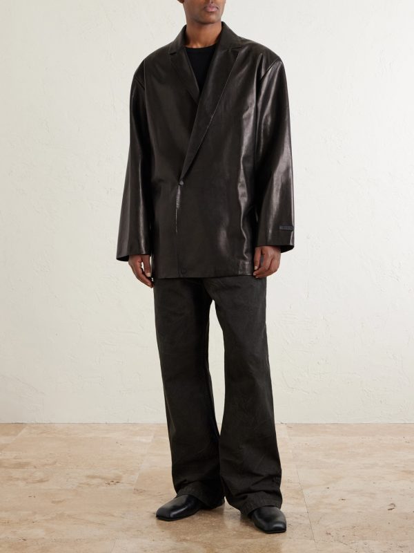 Double-Breasted Leather Jacket - OU Double-Breasted Leather Jacket - OU