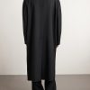 Lapelless Wool-Blend Coat - BK