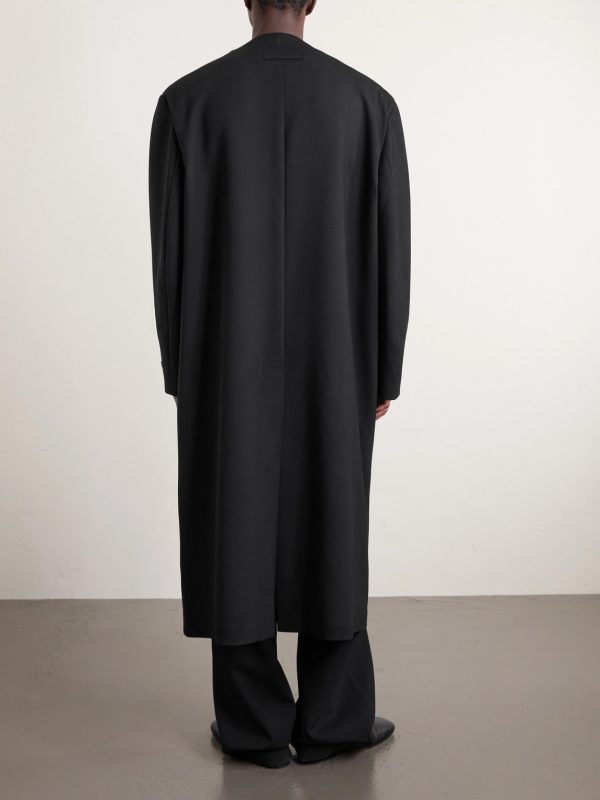 Lapelless Wool-Blend Coat - BK