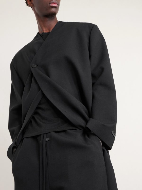 Lapelless Wool-Blend Coat - E1