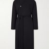 Lapelless Wool-Blend Coat