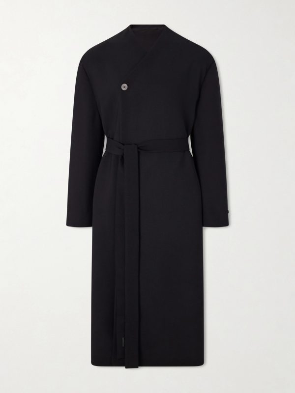 Lapelless Wool-Blend Coat