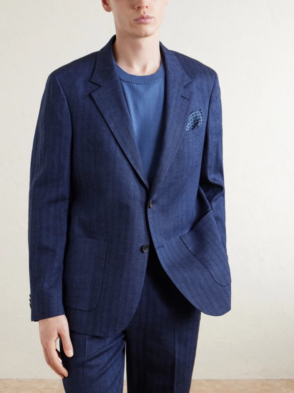 Herringbone Linen-Blend Suit Jacket - FR Herringbone Linen-Blend Suit Jacket - FR
