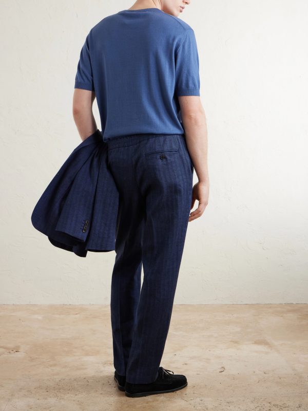 James Tapered Herringbone Linen-Blend Suit Trousers - BK James Tapered Herringbone Linen-Blend Suit Trousers - BK