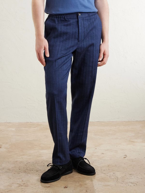 James Tapered Herringbone Linen-Blend Suit Trousers - FR James Tapered Herringbone Linen-Blend Suit Trousers - FR