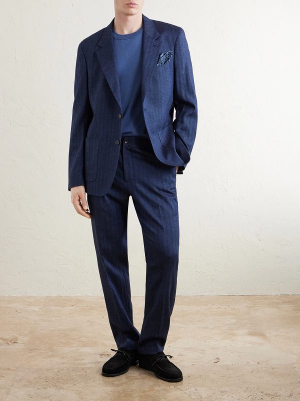 James Tapered Herringbone Linen-Blend Suit Trousers - OU James Tapered Herringbone Linen-Blend Suit Trousers - OU