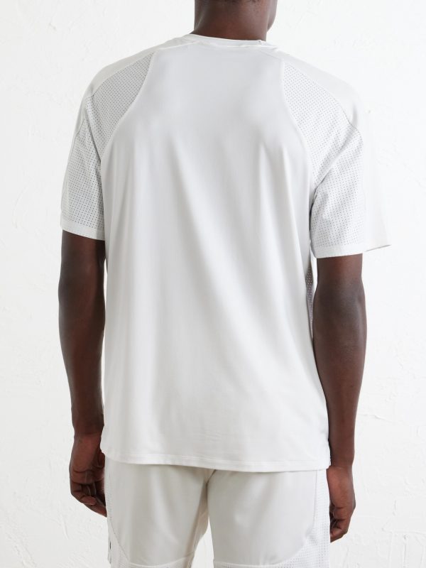 Mesh-Trimmed Jersey Tennis Shirt - BK