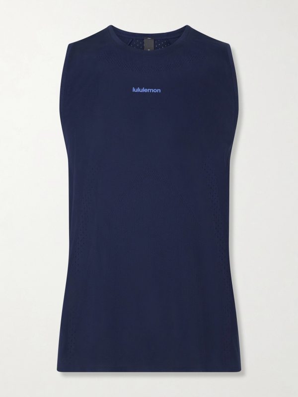 Logo-Print Mesh Running Top