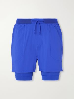 License to Train Straight-Leg Layered 7" Stretch Recycled-Shell and Jersey Drawstring Shorts License to Train Straight-Leg Layered 7" Stretch Recycled-Shell and Jersey Drawstring Shorts