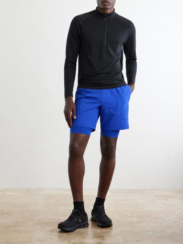 License to Train Straight-Leg Layered 7" Stretch Recycled-Shell and Jersey Drawstring Shorts - OU License to Train Straight-Leg Layered 7" Stretch Recycled-Shell and Jersey Drawstring Shorts - OU