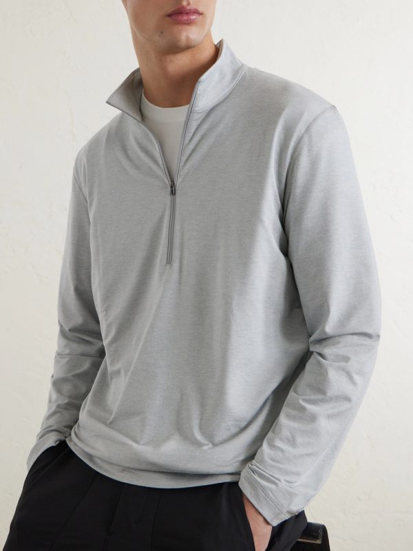 Slim-Fit Stretch Recycled-Jersey Half-Zip Top - CU Slim-Fit Stretch Recycled-Jersey Half-Zip Top - CU