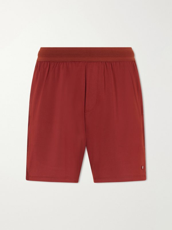 Straight-Leg Mesh-Trimmed Recycled-Jersey Tennis Shorts