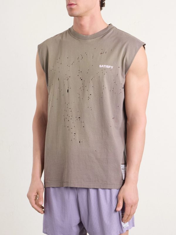 Distressed Logo-Print MothTech™ Organic Cotton-Jersey Tank Top - FR Distressed Logo-Print MothTech™ Organic Cotton-Jersey Tank Top - FR