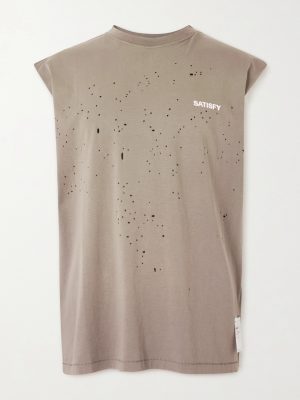 Distressed Logo-Print MothTech™ Organic Cotton-Jersey Tank Top