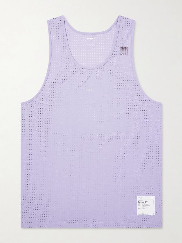 Embellished Logo-Appliquéd Space-O™ Mesh Tank Top