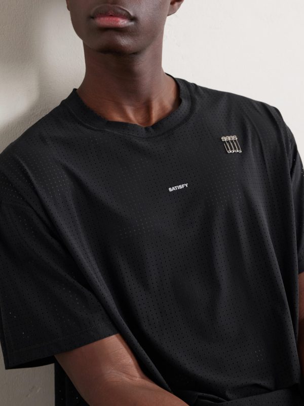 Embellished Logo-Appliquéd Space-O™ Mesh T-shirt - CU Embellished Logo-Appliquéd Space-O™ Mesh T-shirt - CU