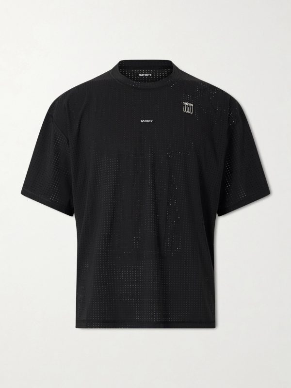 Embellished Logo-Appliquéd Space-O™ Mesh T-shirt Embellished Logo-Appliquéd Space-O™ Mesh T-shirt