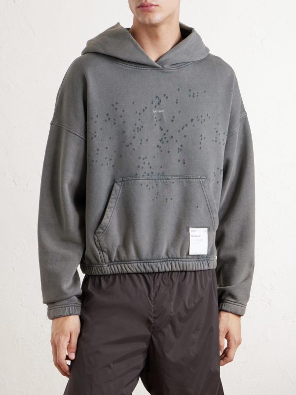 Logo-Print Distressed Cotton-Jersey Hoodie - FR Logo-Print Distressed Cotton-Jersey Hoodie - FR