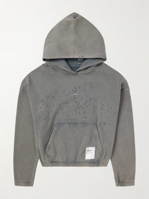 Logo-Print Distressed Cotton-Jersey Hoodie Logo-Print Distressed Cotton-Jersey Hoodie