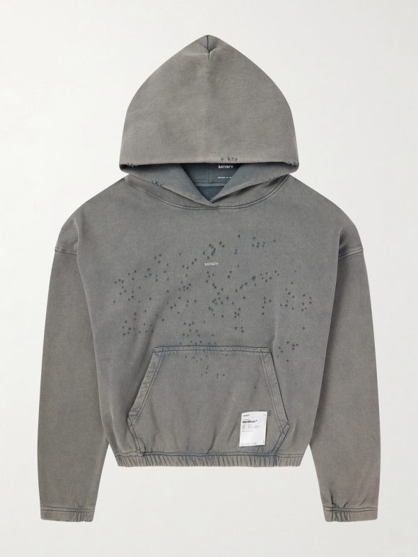 Logo-Print Distressed Cotton-Jersey Hoodie Logo-Print Distressed Cotton-Jersey Hoodie