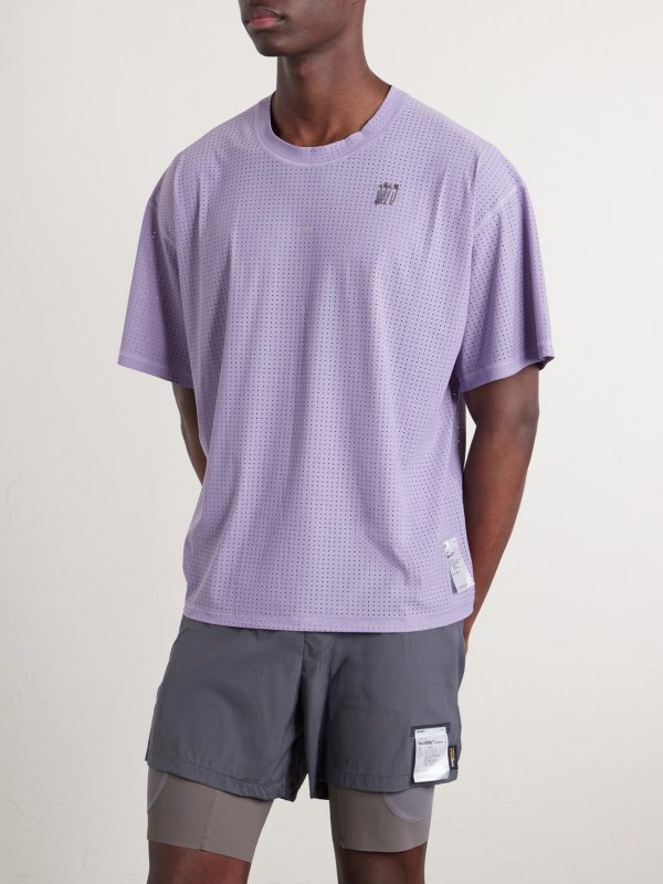 Embellished Logo-Appliquéd Space-O™ Mesh T-shirt - FR Embellished Logo-Appliquéd Space-O™ Mesh T-shirt - FR