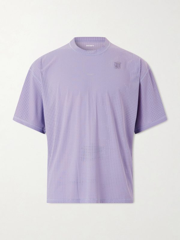 Embellished Logo-Appliquéd Space-O™ Mesh T-shirt Embellished Logo-Appliquéd Space-O™ Mesh T-shirt