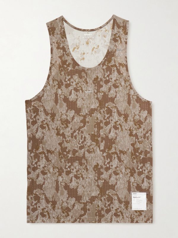 Embellished Logo-Appliquéd Space-O™ Mesh Tank Top