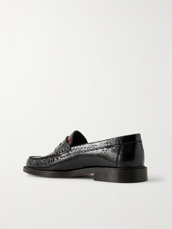Yardee Snake-Effect Patent-Leather Loafers - BK