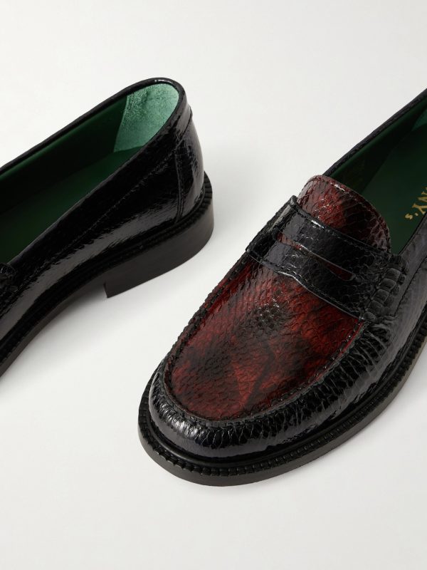 Yardee Snake-Effect Patent-Leather Loafers - CU