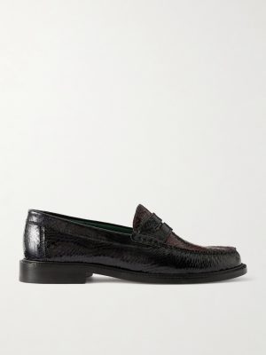 Yardee Snake-Effect Patent-Leather Loafers