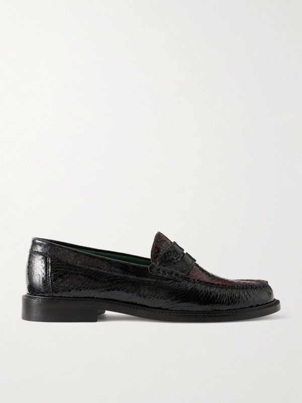 Yardee Snake-Effect Patent-Leather Loafers