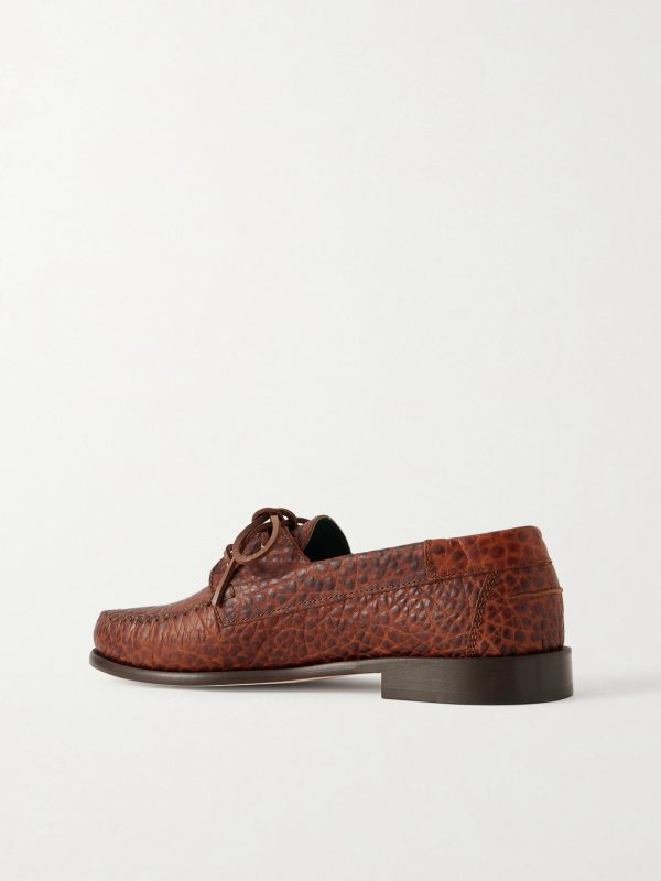 Millo Croc-Effect Leather Boat Shoes - BK Millo Croc-Effect Leather Boat Shoes - BK