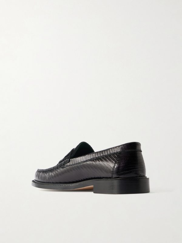 Yardee Lizard-Effect Leather Penny Loafers - BK