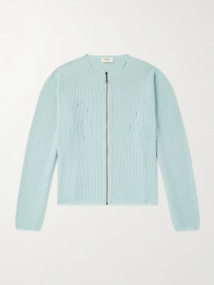 Friends Waffle-Knit Wool and Cashmere-Blend Zip-Up Sweater
