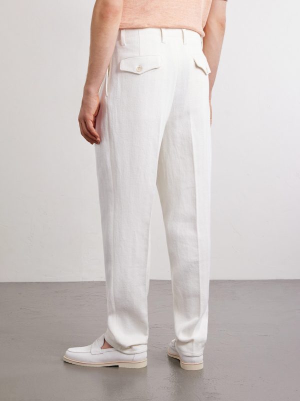 Straight-Leg Cotton and Linen-Blend Trousers - BK Straight-Leg Cotton and Linen-Blend Trousers - BK