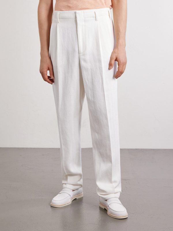 Straight-Leg Cotton and Linen-Blend Trousers - FR Straight-Leg Cotton and Linen-Blend Trousers - FR