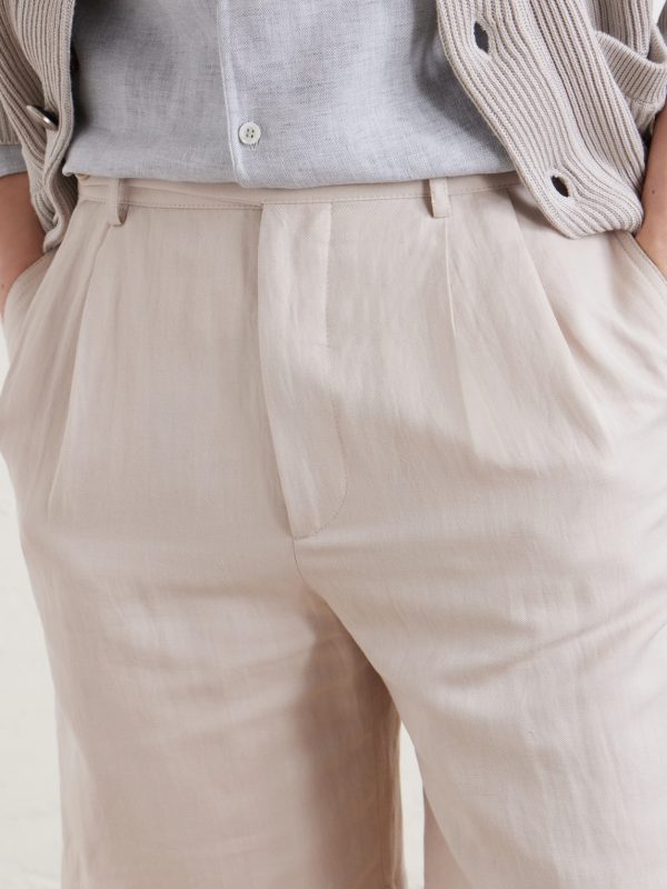 Wide-Leg Pleated Linen and Cotton-Blend Shorts - CU Wide-Leg Pleated Linen and Cotton-Blend Shorts - CU