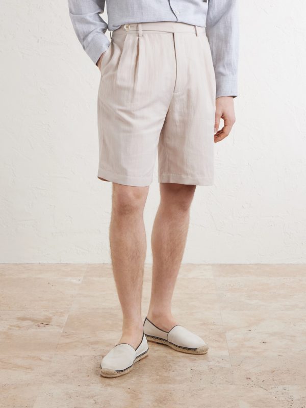 Wide-Leg Pleated Linen and Cotton-Blend Shorts - FR Wide-Leg Pleated Linen and Cotton-Blend Shorts - FR