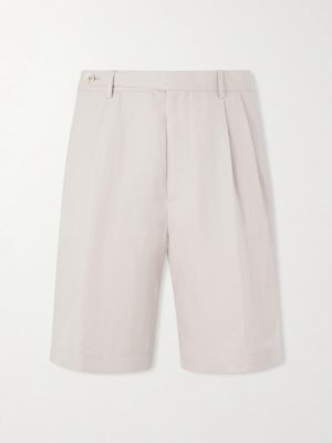 Wide-Leg Pleated Linen and Cotton-Blend Shorts Wide-Leg Pleated Linen and Cotton-Blend Shorts