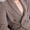 Shawl-Collar Double-Breasted Ribbed Cotton Cardigan - CU Shawl-Collar Double-Breasted Ribbed Cotton Cardigan - CU