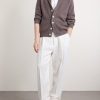 Straight-Leg Pleated Herringbone Cotton and Linen-Blend Trousers - OU Straight-Leg Pleated Herringbone Cotton and Linen-Blend Trousers - OU