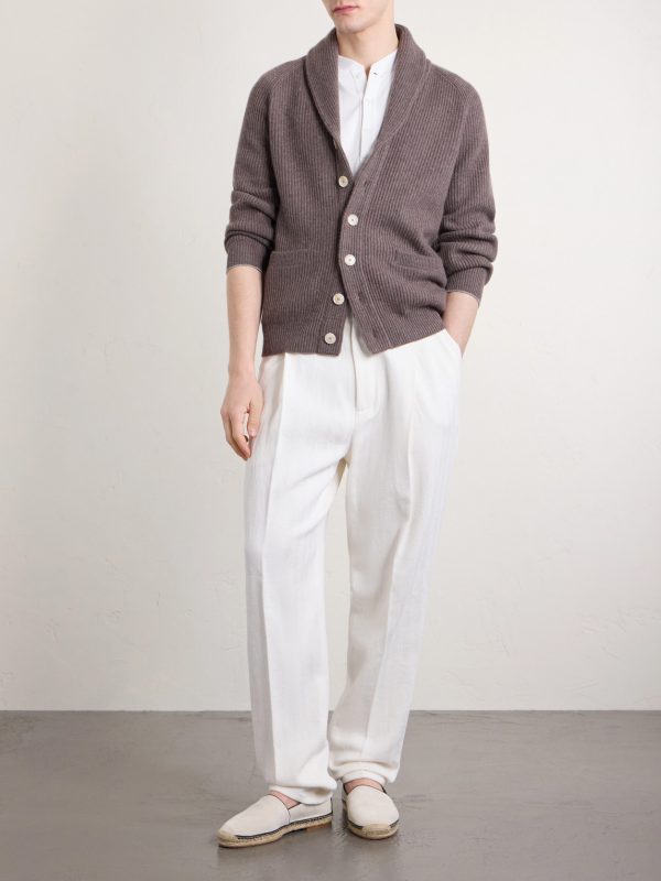 Straight-Leg Pleated Herringbone Cotton and Linen-Blend Trousers - OU Straight-Leg Pleated Herringbone Cotton and Linen-Blend Trousers - OU