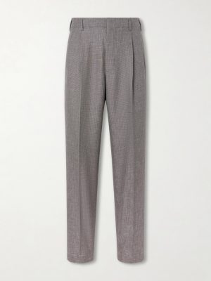 Straight-Leg Pleated Wool Suit Trousers