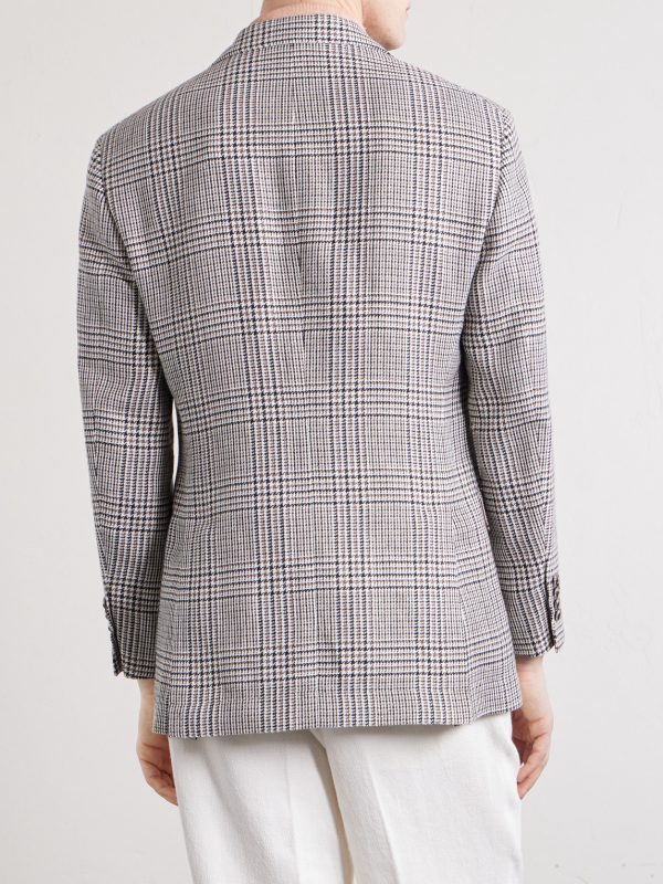 Prince of Wales Checked Linen, Silk and Wool-Blend Tweed Blazer - BK Prince of Wales Checked Linen, Silk and Wool-Blend Tweed Blazer - BK