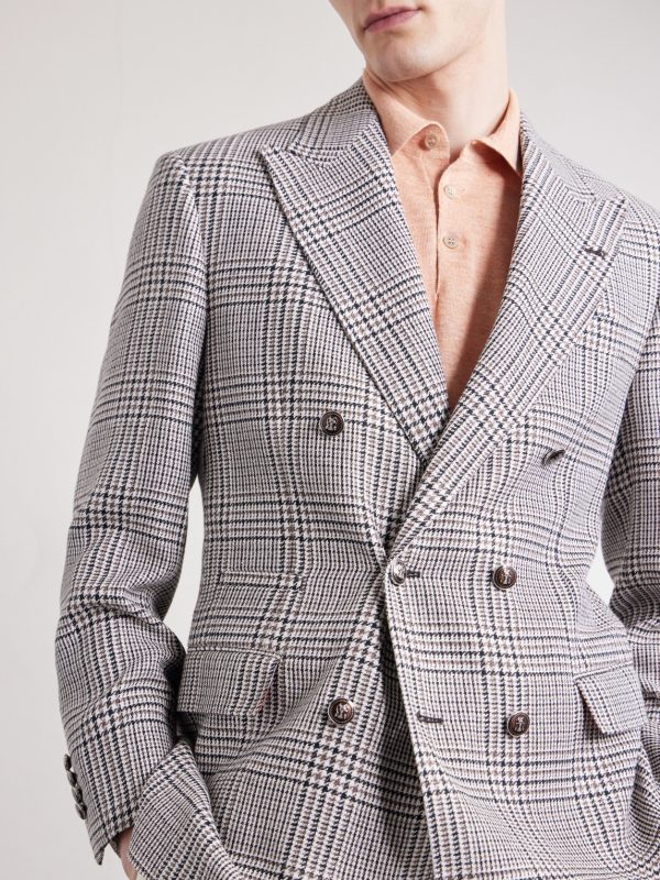 Prince of Wales Checked Linen, Silk and Wool-Blend Tweed Blazer - CU Prince of Wales Checked Linen, Silk and Wool-Blend Tweed Blazer - CU
